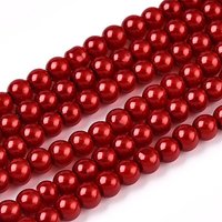 Baking Perles Ronde en Verre Émaillé, Cramoisi, 4-5mm — Perles à bijoux