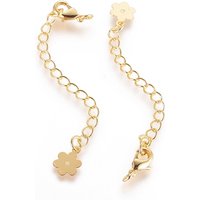 Brass Chain Extender with Lobster Claw Clasps and Flower Tips — Jewelry Findings