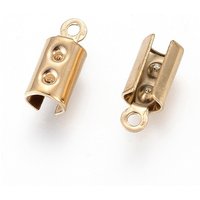 Embouts de cordon en acier inoxydable 304 doré, Ion Plating, 10x3mm — Accessoires pour bijoux