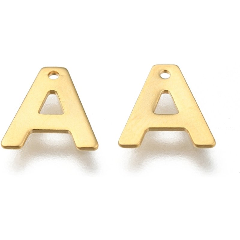 Charm en Acier Inoxydable 304, Lettre A, Plaqué Or 18K — Breloques et pendentifs
