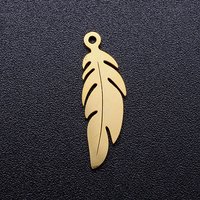Pendentif en Acier Inoxydable 304 en Forme de Plume Dorée — Breloques et pendentifs
