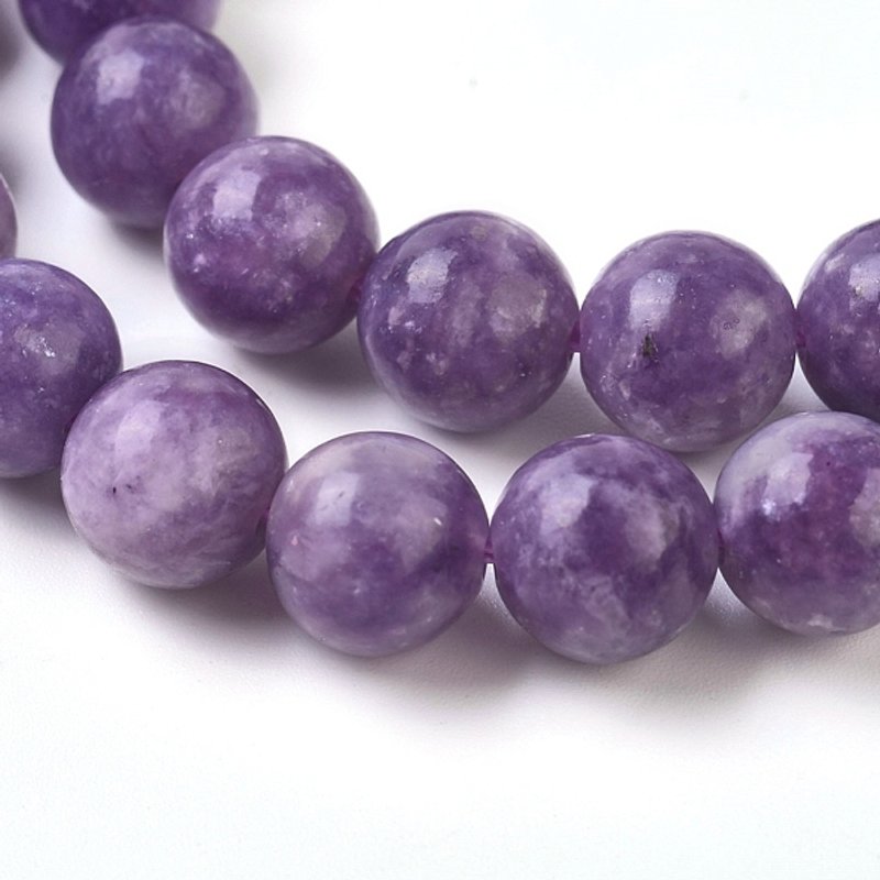 Fils de perles naturelles de lépidolite et mica violet, 8mm — Perles à bijoux