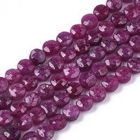 Brins de Perles de Rubis Naturels, Ronds Facettés, 4x2.5mm