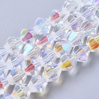 Brins de perles en verre électroplaqué, couleur AB, biconique facetté, 8mm — Perles à bijoux