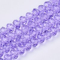 Brins de perles en verre peint à cuire, rondelle facettée, lilas