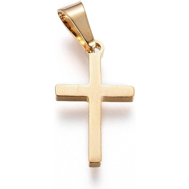 Pendentif Croix en Acier Inoxydable Doré 304 — Breloques et pendentifs