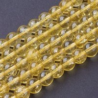 Fils de perles de citrine, cristal synthétique rond teinté et chauffé — Perles à bijoux