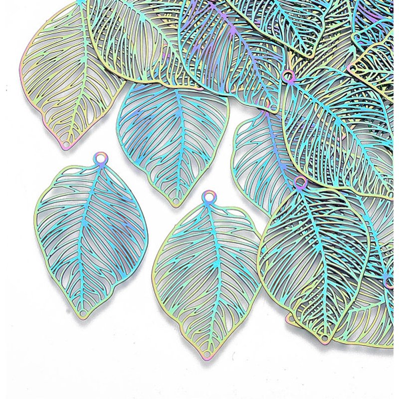 Charms en Acier Inoxydable Filigrane Monstera avec Ion Plating — Breloques et pendentifs