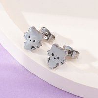 Boucles d'oreilles en acier inoxydable 304 avec motif de chat — Bijoux fantaisie