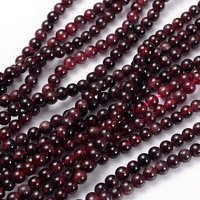 Brins de perles de grenat rouge, ronds, 4 mm, qualité B — Perles à bijoux