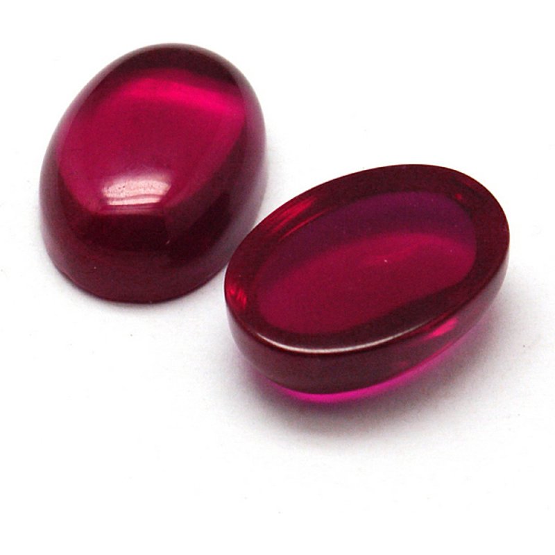 Dyed Oval Red Corundum Cabochons 8x6mm — Loose Gemstones