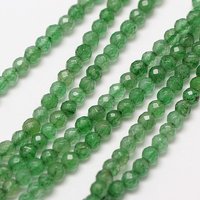 Fil de perles d'aventurine verte naturelle, rondes facettées, 3mm — Perles à bijoux