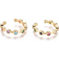 Boucles d'oreilles en laiton plaqué or avec zircon cubique micro pavé