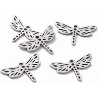 Non-Tarnish 201 Stainless Steel Filigree Joiners Links, Dragonfly — Jewelry Findings