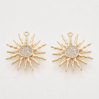Brass Micro Pave Solar Eclipse Pendant with Clear Cubic Zirconia — Charms & Pendants