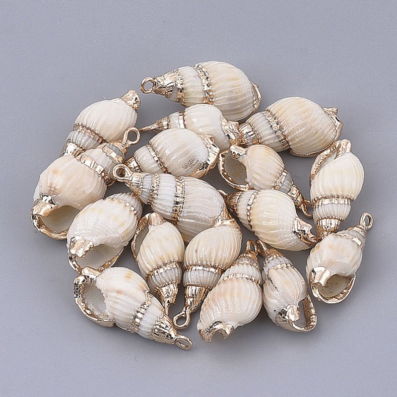 Electroplate Spiral Shell Pendants with Iron Findings in Golden — Charms & Pendants