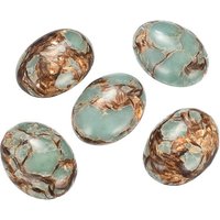 Synthetic Bronzite and Aqua Terra Jasper Cabochons, Oval, Pale Turquoise