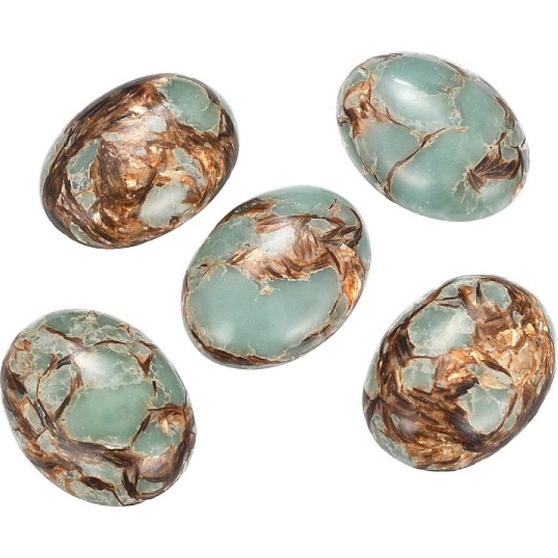 Cabochons en Bronzite Synthétique et Jaspe Aqua Terra, Ovale, Turquoise Pâle — Pierres précieuses en vrac
