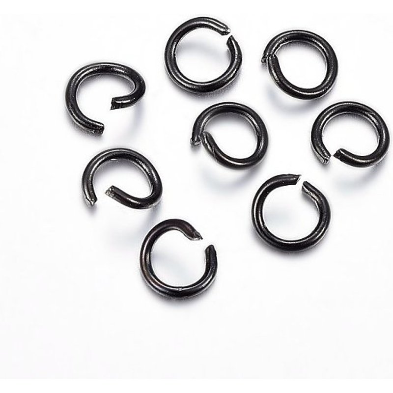 Anneaux ouverts en acier inoxydable 304, finition gunmetal, Ion Plating — Accessoires pour bijoux