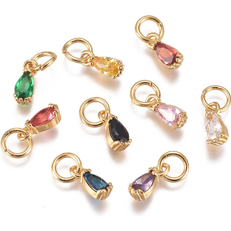 Brass Micro Pave Cubic Zirconia Teardrop Charms with Jump Ring — Charms & Pendants