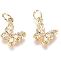 Brass Micro Pave Cubic Zirconia Butterfly Pendant with Jump Ring — Charms & Pendants