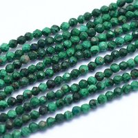 Brins de perles de malachite naturelle, facettées, rondes 2mm, 195pcs — Perles à bijoux