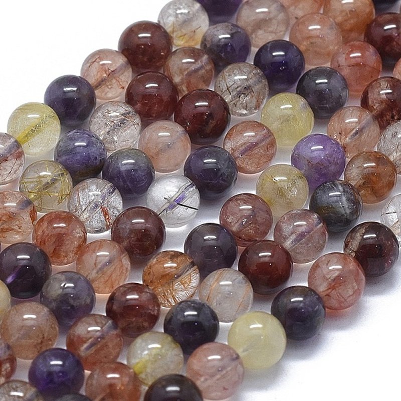 Fils de perles naturelles Auralite 23, rondes, 8mm, 47pcs/fils — Perles à bijoux