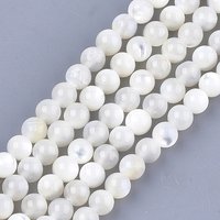 Brins de Perles en Coquillage Blanc Naturel, Perles Rondes en Nacre, 75pcs — Perles à bijoux