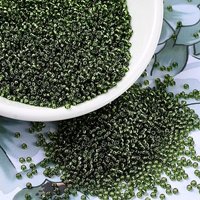 Miyuki Round Rocailles Beads, Japanese Seed Beads, Silverlined Olive — Jewelry Beads