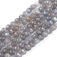 Brins de perles de pierre de lune arc-en-ciel naturel, ronds, facettés, 4mm — Perles à bijoux