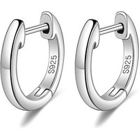Rhodium Plated 925 Sterling Silver Huggie Hoop Earrings — Hoop Earrings