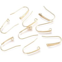 304 Stainless Steel Earring Hooks with Horizontal Loop, Gold Plated — Jewelry Findings