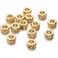 Perles Intercalaires en Laiton, Ronde Plate Dorée, 4x2mm, Trou: 1.8mm — Perles à bijoux