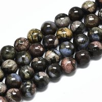Natural Glaucophane Beads Strands, Round, 8mm, 1.2mm Hole — Jewelry Beads