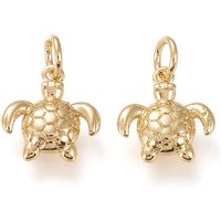 Charm en laiton, Tortue de mer, Plaqué or 18K, Design durable — Breloques et pendentifs
