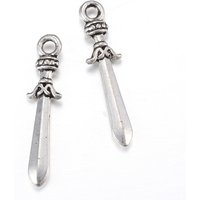 Tibetan Style Alloy Sword Pendant - Antique Silver — Charms & Pendants