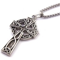 Collier Pendentif Croix Claddagh avec Chaîne en Acier Inoxydable — Collier pendentif