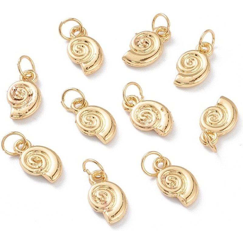 Charm en alliage Coquille d'escargot plaqué or 18K avec anneaux — Breloques et pendentifs