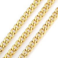 304 Stainless Steel Cuban Link Chains, Unwelded, Golden, 3.28 Feet