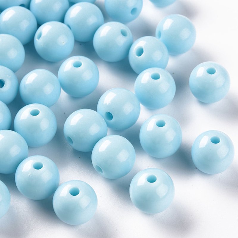 Opaque Round Acrylic Beads, Sky Blue, 12x11mm, 566pcs — Jewelry Beads