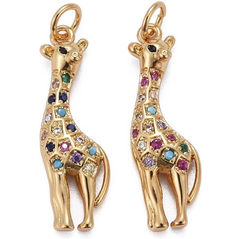 Pendentif Giraffe en Laiton Micro Pave avec Plaquage en Or 18K — Breloques et pendentifs