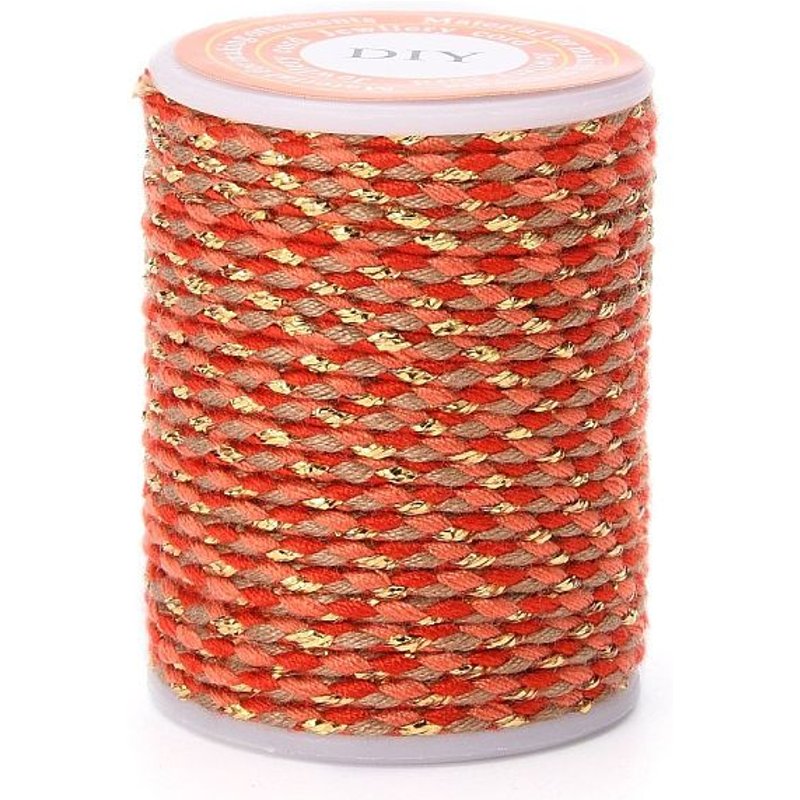 4-Ply Polycotton Metallic Cord for Macrame Crafts, Orange, 1.5mm