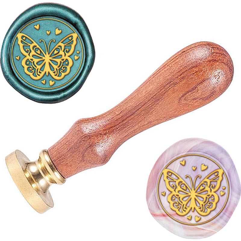 Wax Seal Stamp Set with Solid Brass Head and Wood Handle — Jewelry Making Tools