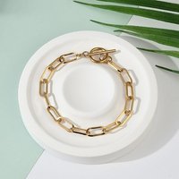 Bracelet en Acier Inoxydable 304 avec Chaîne en Forme de Trombone, Doré — Bracelet Femme