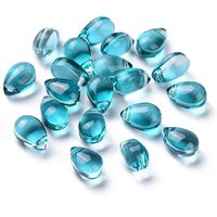 Transparent Glass Teardrop Beads, Teal, 9x6x5mm, Hole: 1mm — Jewelry Beads