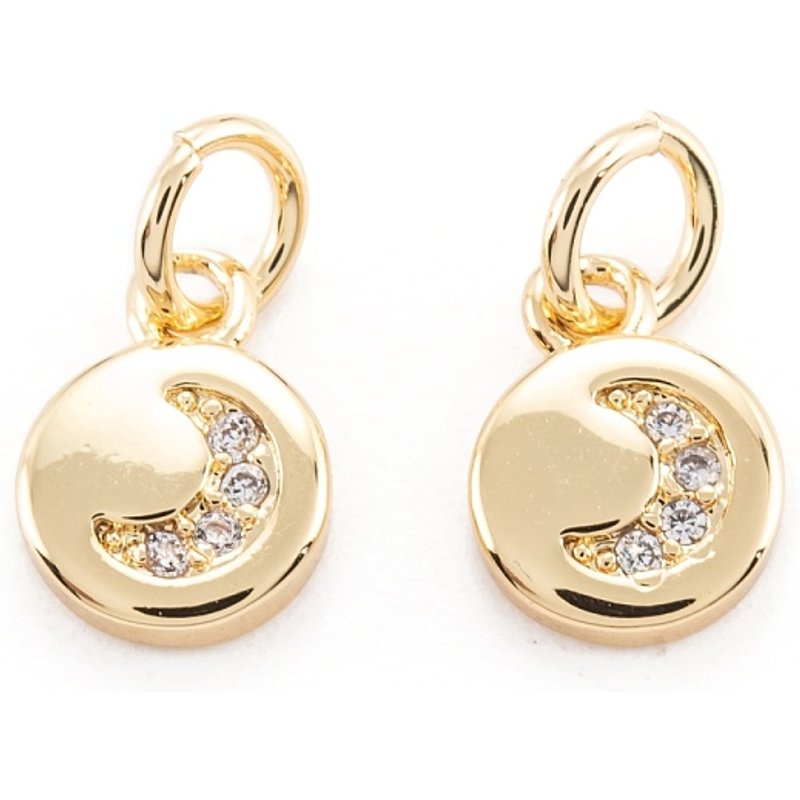 Brass Micro Pave Clear Cubic Zirconia Moon Pendant — Charms & Pendants