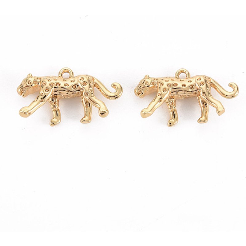Charm en Laiton Cheetah, Sans Nickel, Plaqué Or 18K — Breloques et pendentifs
