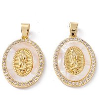 Pendentif en laiton micro pavé zircon cubique clair, Vierge de Guadalupe