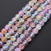 Electroplate Crackle Glass Bead Strands, AB Color Plated, 8mm