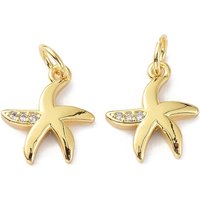 Brass Micro Pave Cubic Zirconia Starfish Charm with Jump Ring — Charms & Pendants